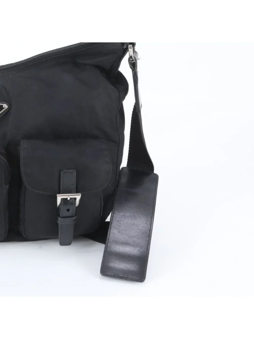 Prada Tessuto Nylon Triangle Logo Leather Shoulder Bag Crossbody Messenger